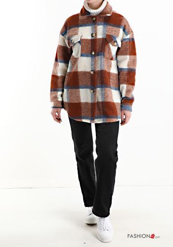 Tartan-Muster Hemd aus Wollmischung mit Taschen - ph 5