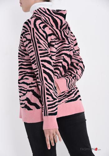 Maglione Fantasia animalier con zip con cappuccio - ph 2