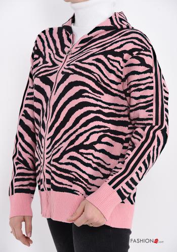 Maglione Fantasia animalier con zip con cappuccio - ph 3