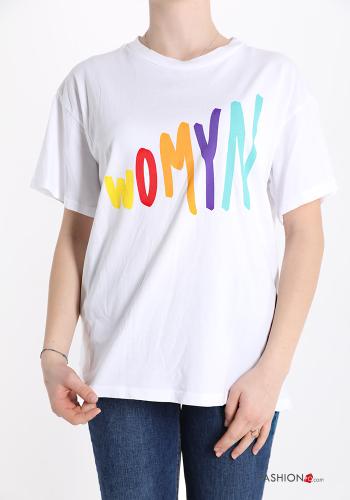 T-shirt in Cotone Fantasia scritta