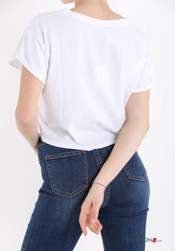 T-shirt in Cotone Fantasia scritta - ph 2