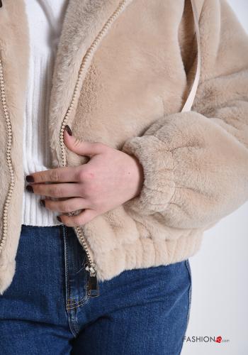 Teddy Bär Jacke mit Taschen mit Kapuze mit Reißverschluss - ph 4