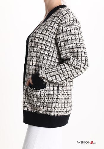 Vichy Cardigan with buttons with v-neck with pockets - ph 3