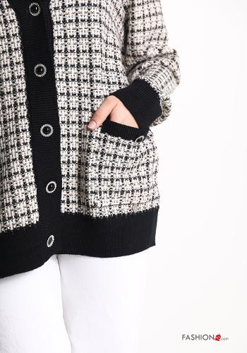 Vichy Cardigan with buttons with v-neck with pockets - ph 4