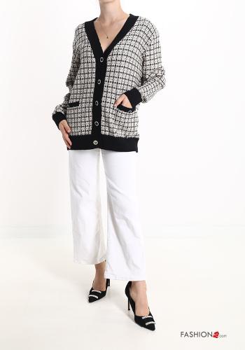 Vichy Cardigan with buttons with v-neck with pockets - ph 5
