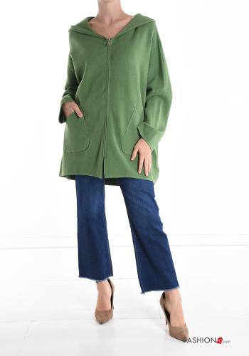 Spolverino con zip con tasche con cappuccio - ph 1