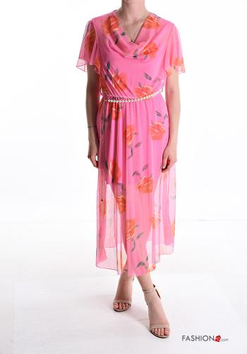Abito in Cotone tulle maniche corte con cintura - ph 1