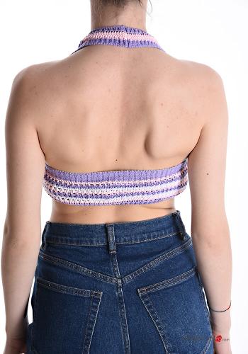 Striped knitted Cotton Top with v-neck - ph 2