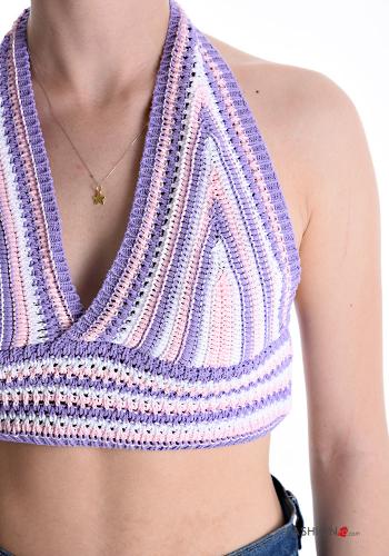 Striped knitted Cotton Top with v-neck - ph 4