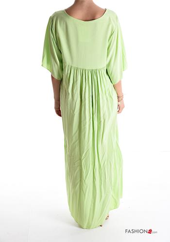 kurze ärmel lange Kleid mit Volants mit V-Ausschnitt - ph 2