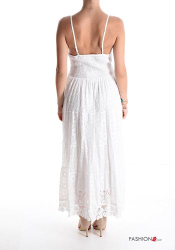 Abito in Cotone lungo pizzo senza maniche scollo a V con frange - ph 2