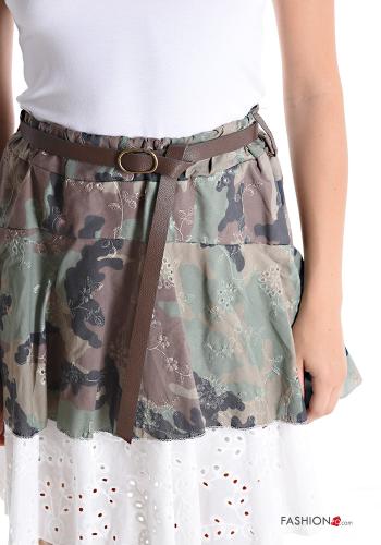 Jupe en Coton Imprimé camouflage avec élastique avec ceinture broderie anglaise - ph 4