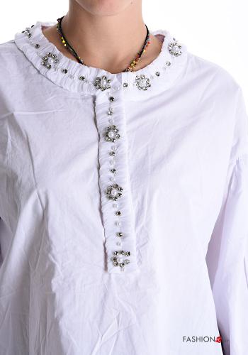 Bluse aus Baumwolle mit Knöpfen mit Strasssteinen - ph 4