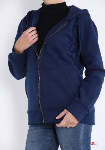 Felpa in Cotone con zip con tasche con cappuccio - ph 1
