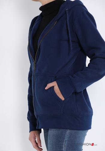 Felpa in Cotone con zip con tasche con cappuccio - ph 3