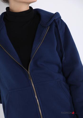 Felpa in Cotone con zip con tasche con cappuccio - ph 4