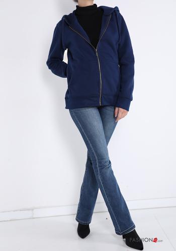 Felpa in Cotone con zip con tasche con cappuccio - ph 5