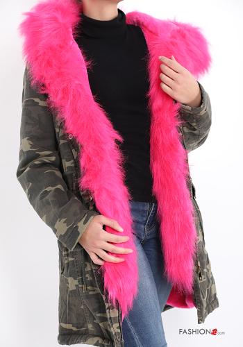 Parka in Cotone Fantasia camouflage con tasche con cintura con zip - ph 3