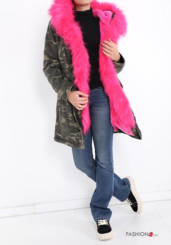 Parka in Cotone Fantasia camouflage con tasche con cintura con zip - ph 6