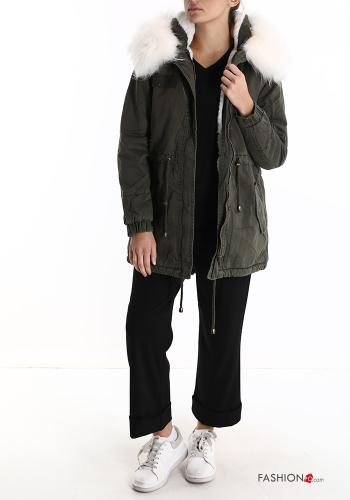 Parka in Cotone con bottoni con cappuccio con zip con tasche
