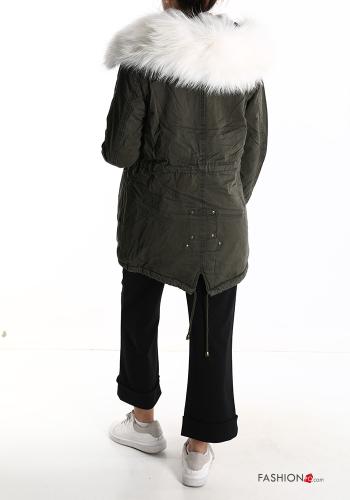 Parka in Cotone con bottoni con cappuccio con zip con tasche - ph 2
