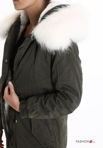 Parka in Cotone con bottoni con cappuccio con zip con tasche - ph 4