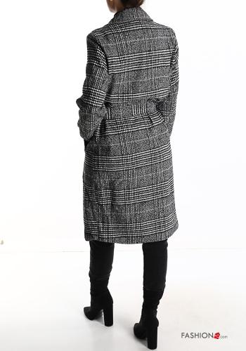 Cappotto Fantasia stampata con bottoni con cintura con tasche - ph 2