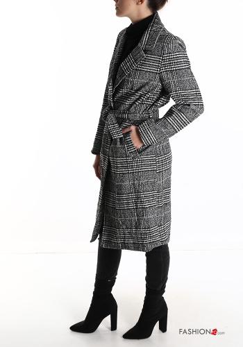Cappotto Fantasia stampata con bottoni con cintura con tasche - ph 3