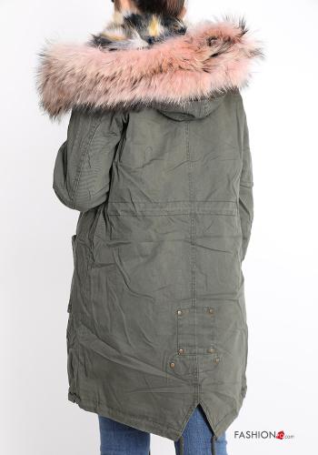 Parka aus Baumwolle mit Knöpfen mit Kapuze mit Reißverschluss mit Taschen - ph 2
