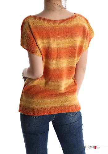 T-shirt en Mohair Imprimé à rayures col bateau - ph 2