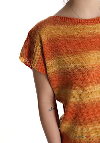 T-shirt en Mohair Imprimé à rayures col bateau - ph 4