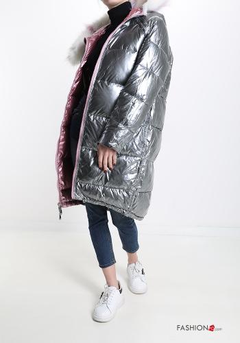 reversible Puffer Jacket with pockets with hood with zip - ph 5
