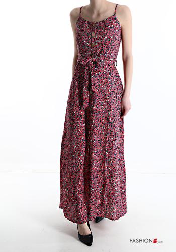 Robe Sans Manches à Imprimé Floral à boutons avec noeud - ph 1