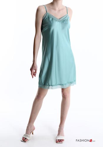 lace trim satin Petticoat with v-neck - ph 1