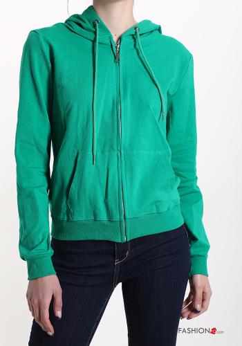 Felpa in Cotone con zip con tasche con cappuccio - ph 1