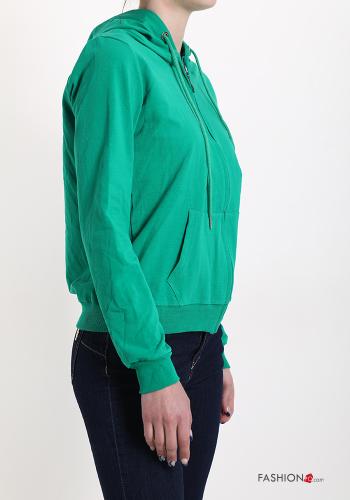 Felpa in Cotone con zip con tasche con cappuccio - ph 3