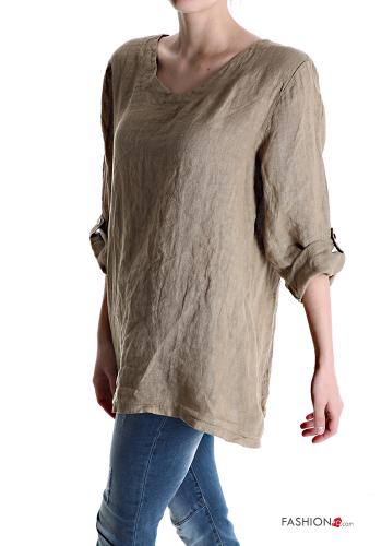 Bluse aus Leinen mit Knöpfen - ph 3