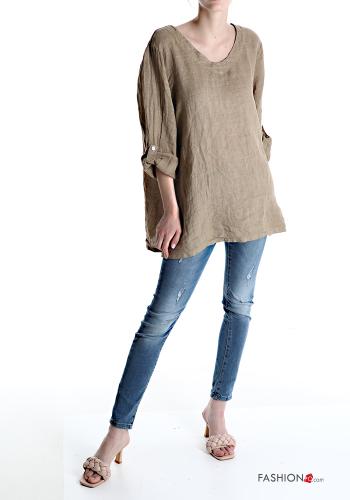 Bluse aus Leinen mit Knöpfen - ph 5