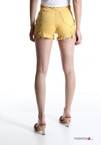 Pantaloncino Short in Cotone pizzo con tasche con bottoni con zip - ph 2