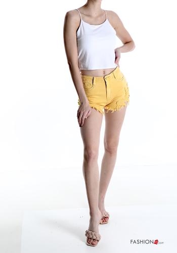 Pantaloncino Short in Cotone pizzo con tasche con bottoni con zip - ph 5