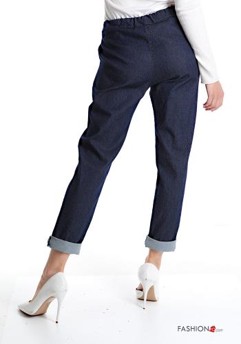 denim Cotton Trousers with pockets with bow - ph 2