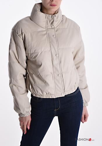 Piumino ecopelle con fodera con zip con bottoni con tasche - ph 1