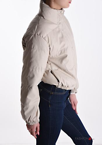 Piumino ecopelle con fodera con zip con bottoni con tasche - ph 3