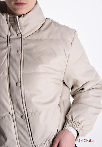 Piumino ecopelle con fodera con zip con bottoni con tasche - ph 4