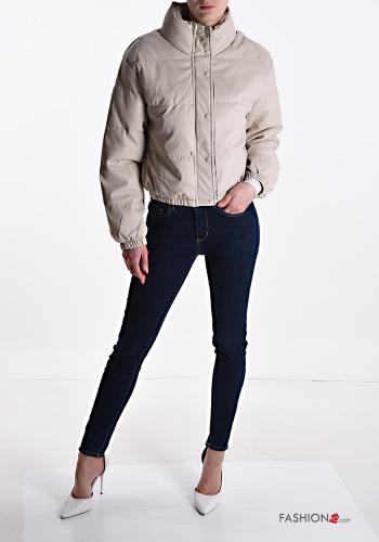 Piumino ecopelle con fodera con zip con bottoni con tasche - ph 5