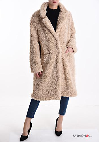 Cappotto Teddy Bear con bottoni con tasche