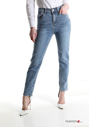 Jeans aus Baumwolle mit Knöpfen mit Reißverschluss mit Taschen - ph 1