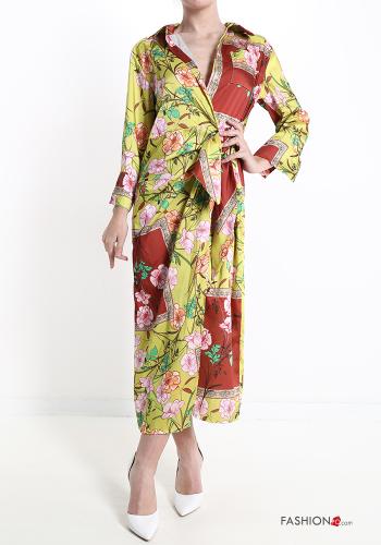 Floral Dress with bow with v-neck - ph 1