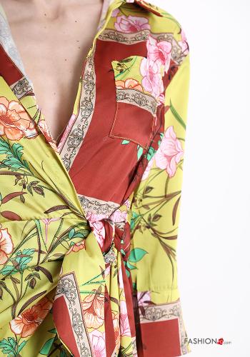 Floral Dress with bow with v-neck - ph 4
