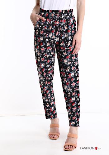 Pantalone Fantasia stampata con cintura con tasche